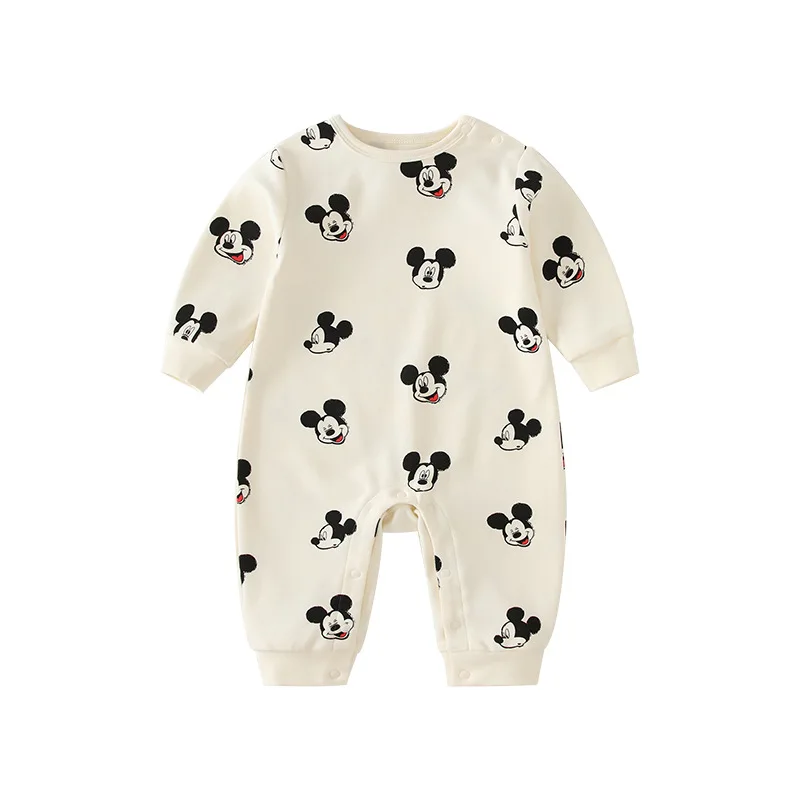 

MINISO Full Mickey Print Spring Baby Boy Onesie Newborn Romper Infant Clothes Soft Cotton Long sleeved Cute 0-1 Years Bodysuits