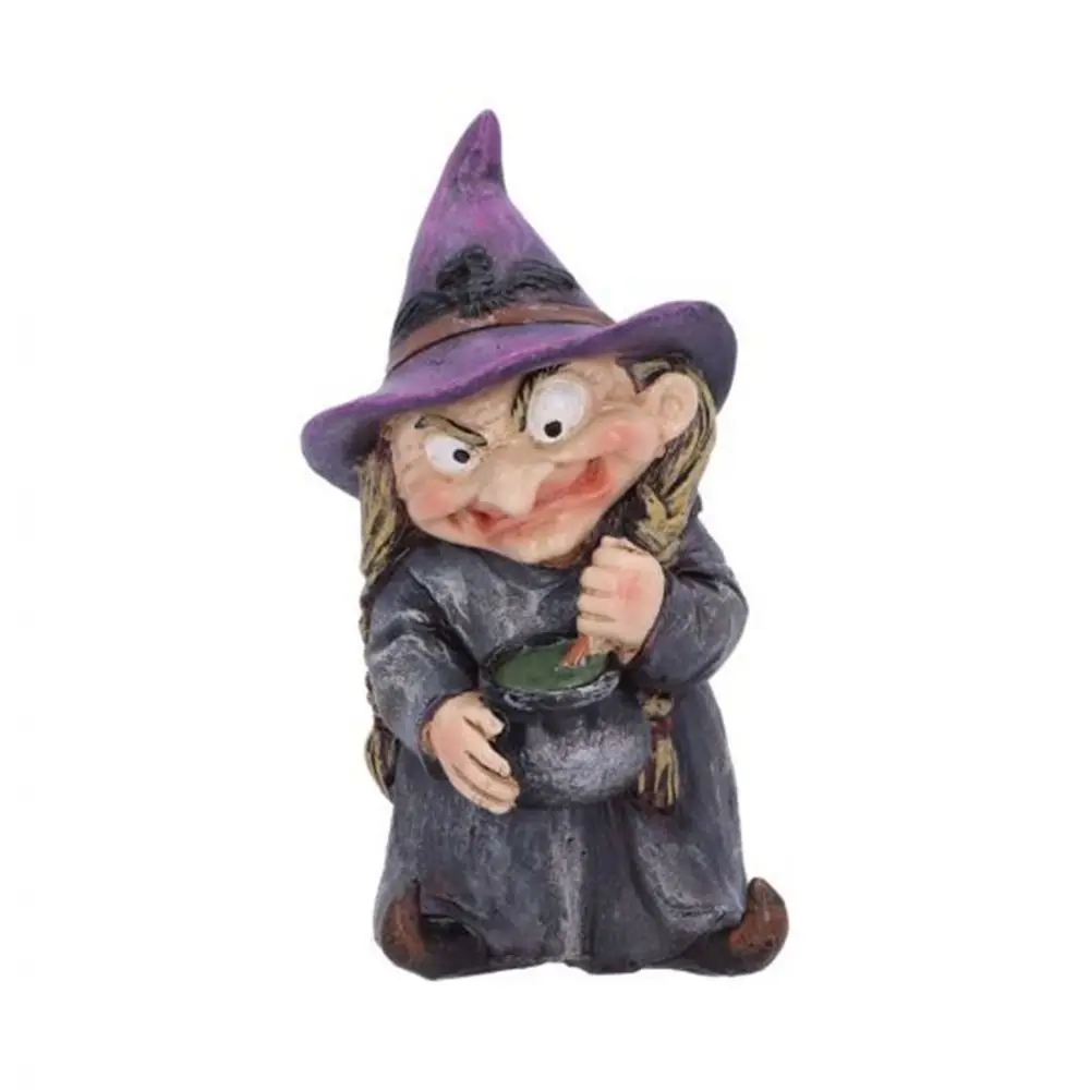 Small Ornaments Resin Halloween Witch Sculpture Creative Cute Gnome Statues Waterproof Funny Garden Dwarf Figurine Desk