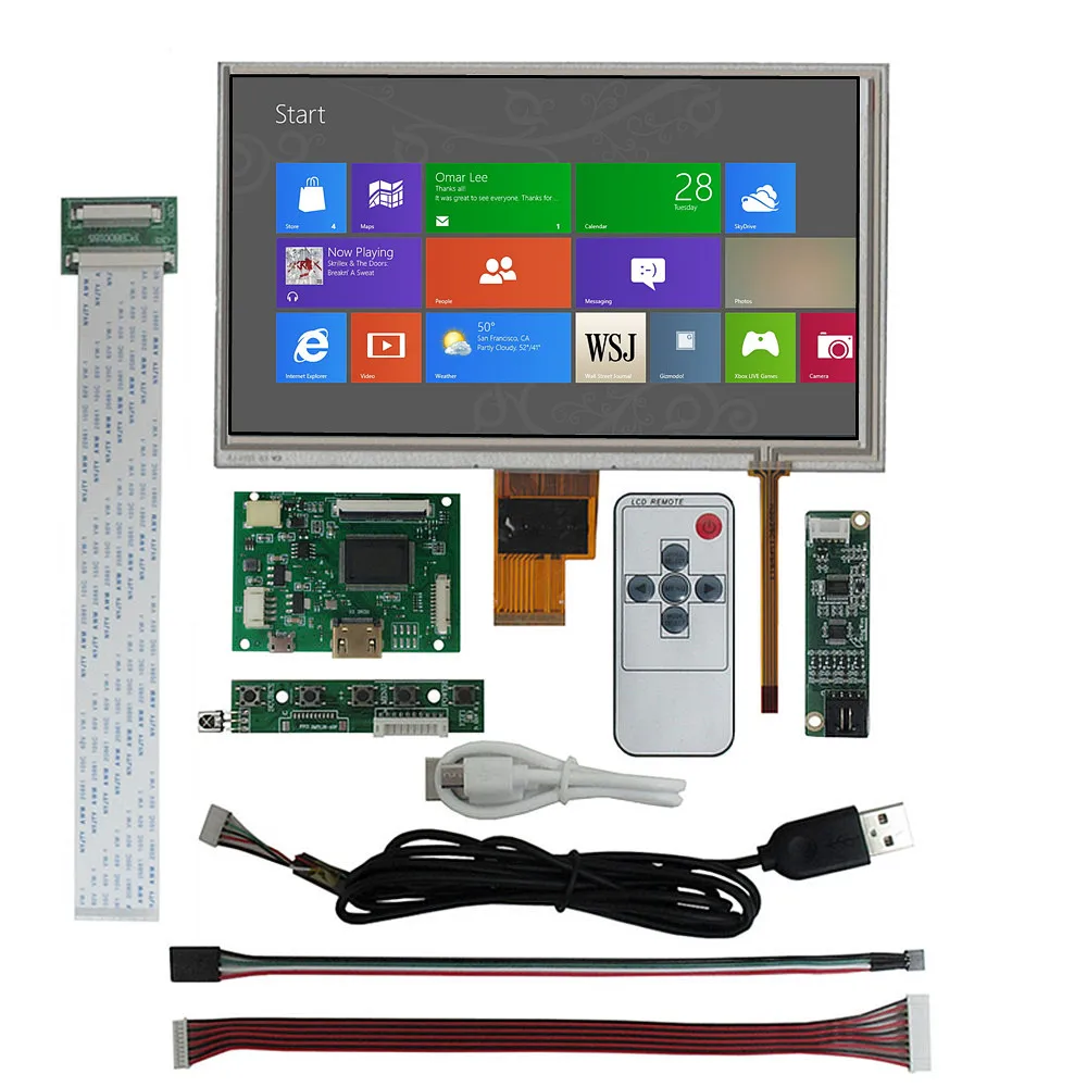 8 Inch 1024*600 DIY LCD Display Screen Digitizer Touchscreen Driver Control Board HDMI-Compatible Raspberry Pi Monitor Kit