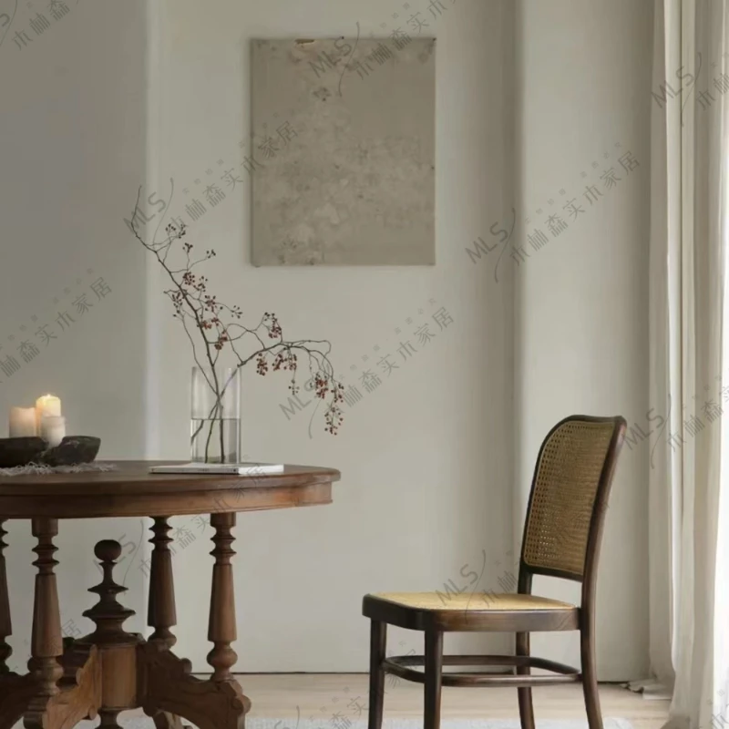 Medieval solid wood round dining table with vintage design by the Master of Silent Wind Circle, designed by multiple people