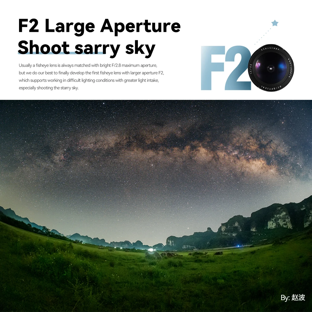 TTArtisan 7.5mm F2 APS-C Fisheye Lens Manual Focus 180° Wide Angle for Sony E Canon RF Fujifilm X Nikon Z M43 A6400 A7III X-T100