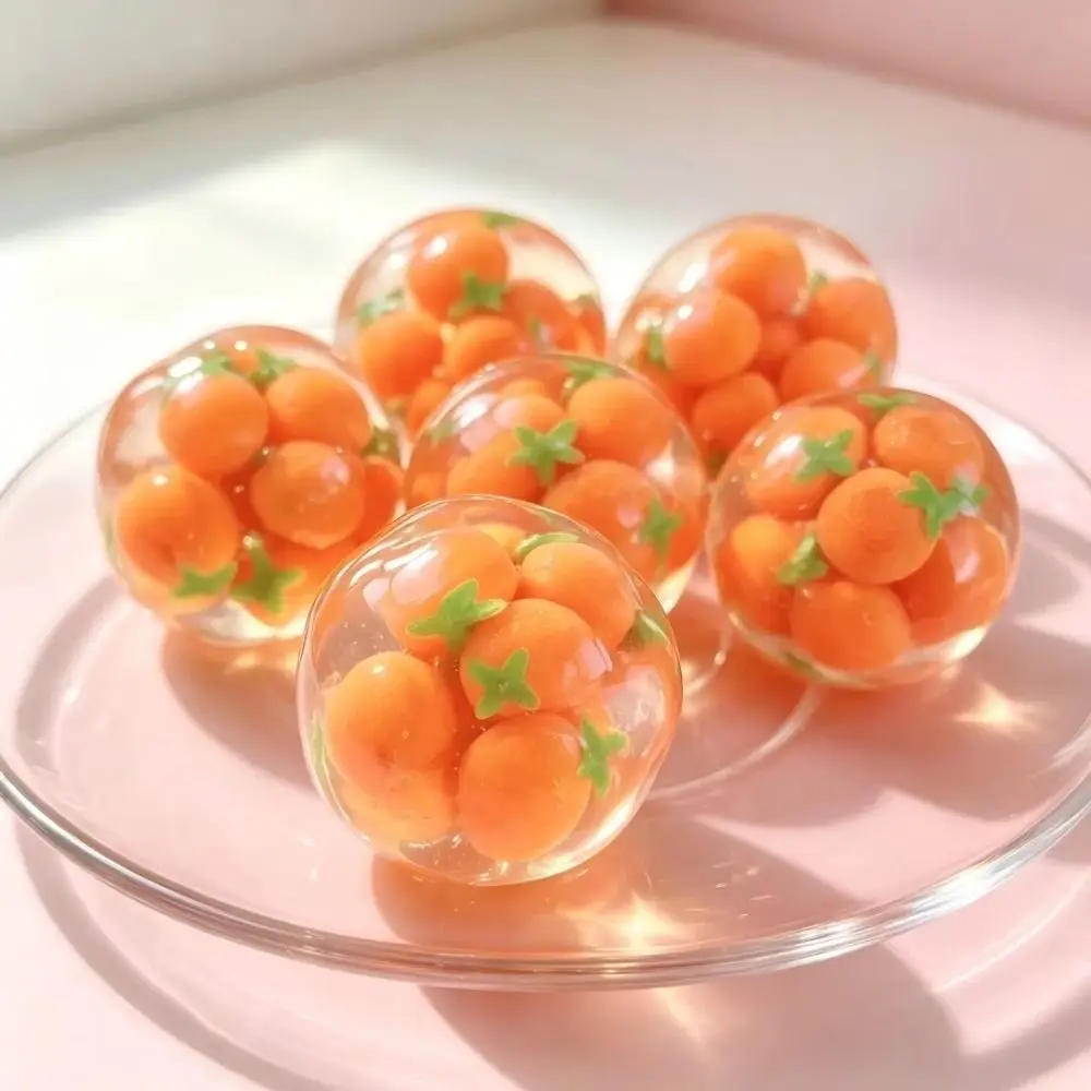 Orange Fruit Series Orange Coconut Oil Handmade Ball Sensory Fidget Round Fidget Squishy Toy Crunch Sound Pinch TPR Fidget Toy