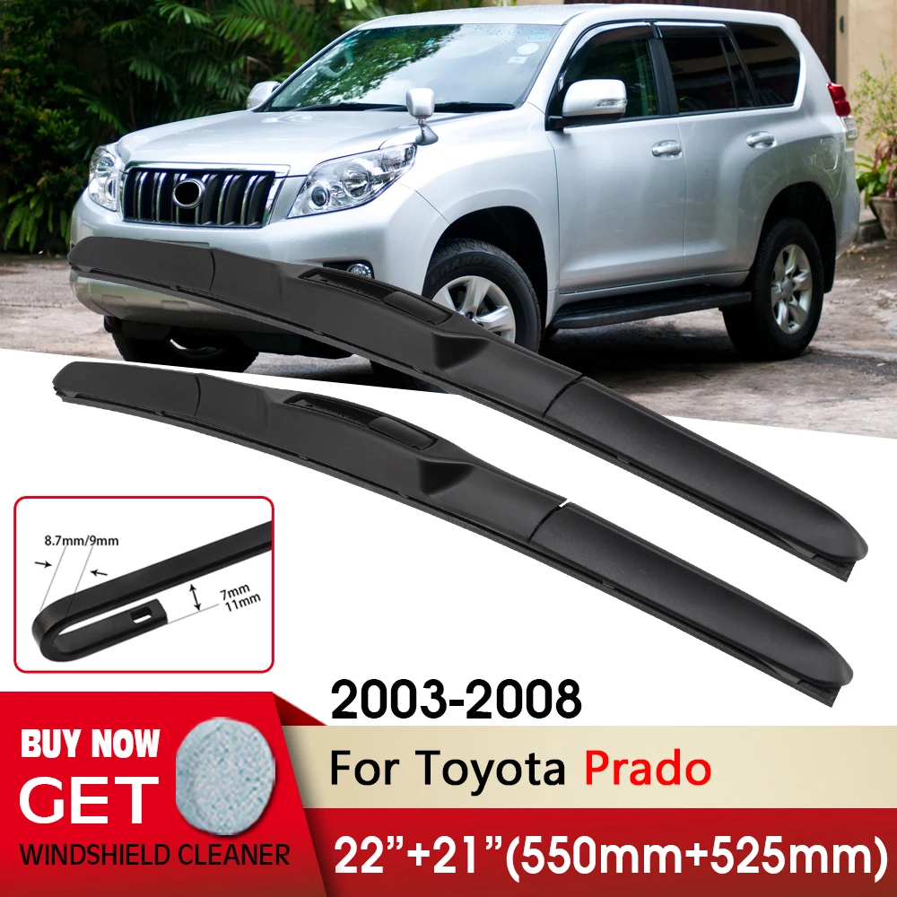 

Car Wiper RHD & LHD Front Wiper Blade 22"+21" For Toyota Prado 2003-2008 Fit U Hook Arm Windshield Windscreen Front Window