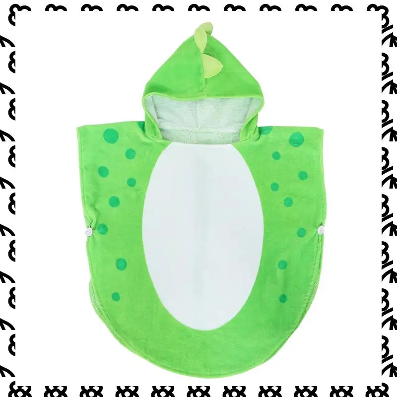 

A07I Children Bath Towel Robe Kids Hooded Beach Swimming Poncho Dinosaur Pattern(Green+White 55 Cm X 110 Cm)