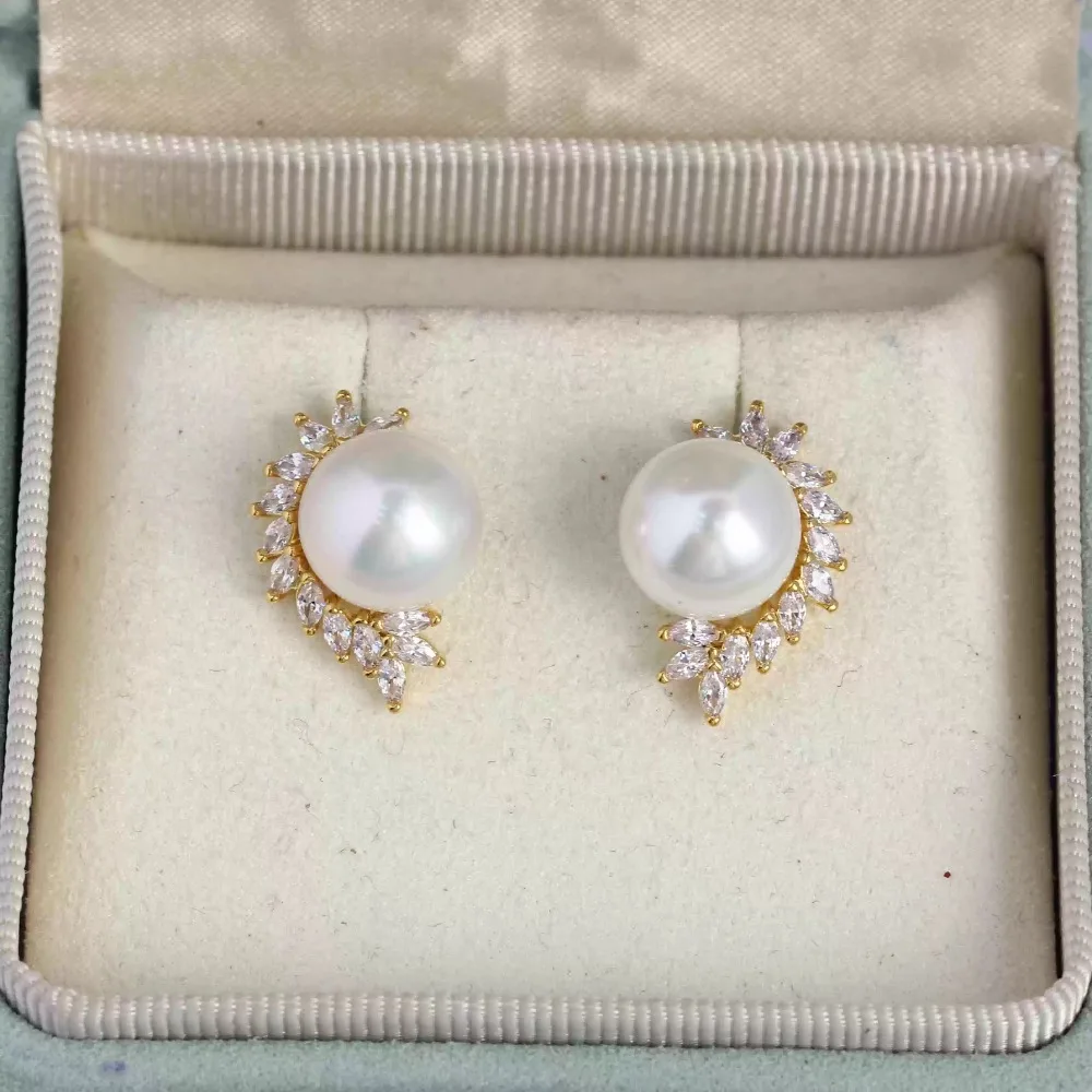 

6PCS S925 Sterling Silver Needle 18K Gold Wrapped Plated Brass Earring Settings Diy Jewelry Pearl Earrings Accessories