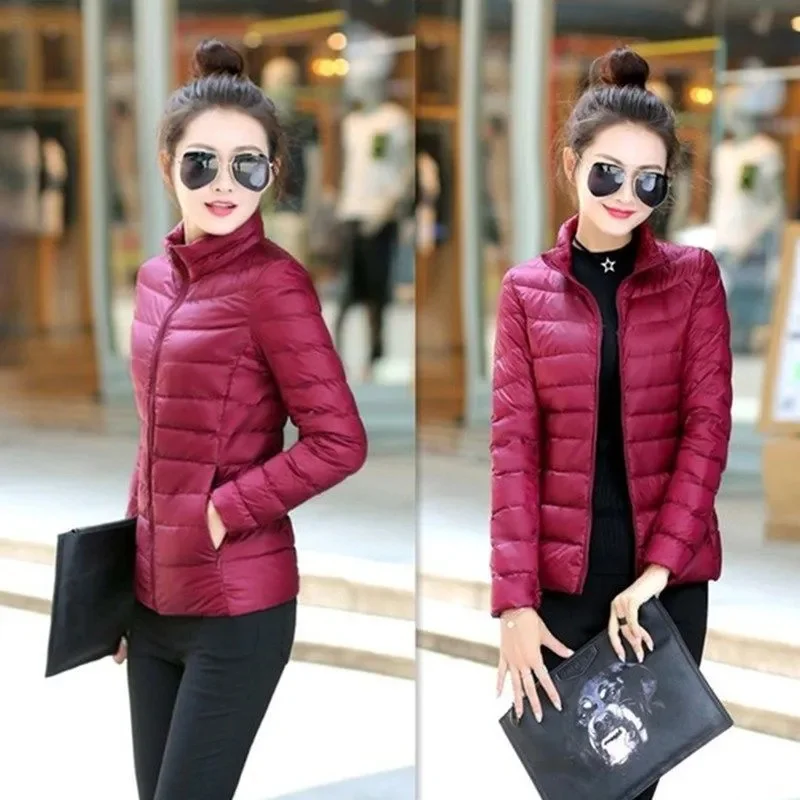 2024 Autumn Winter Down Jacket Women Parkas New Stand-UP Collar Warm Cotton Padded Jacket Light Thin Down Coats Ladies Outwear