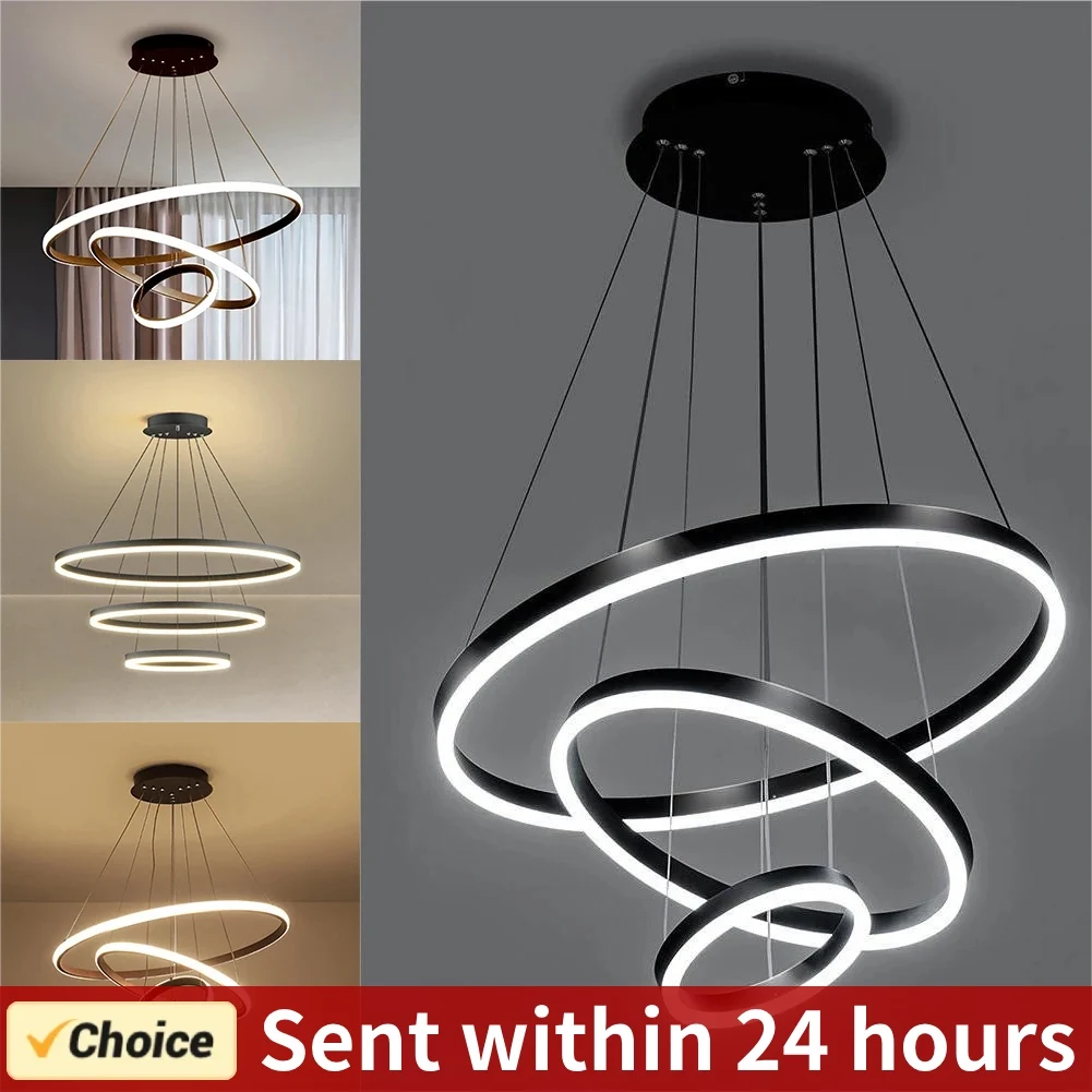 Nordic Luxury Hanging Light Adjustable LED Pendant Chandelier High Brightness Ceiling Lamp for Living Room Bedroom Decoration