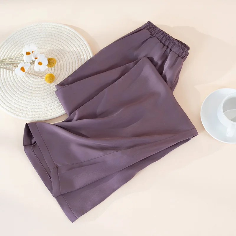 

Simple Style Sleep Pants for Women Straight-Leg Cotton Viscose Solid Color Spring Comfortable Lounge Wear Pajama Trousers
