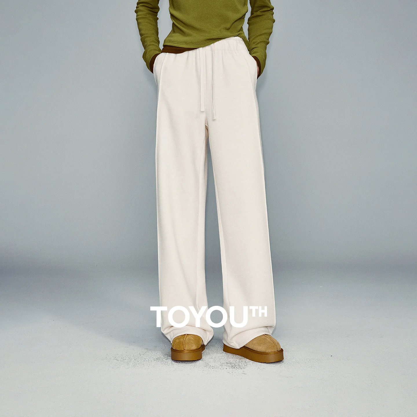 TOYOUTH Women Mochi-Fleece Pants 2026 Winter New Fleece Lined Relaxed Straight Leg Lounge Trousers