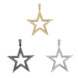 40mm*47mm Earrings DIY Jewlery Making Supplies Craftsmanship Metal Star Inlaid Zircon Necklace Pendant Chains Accessories