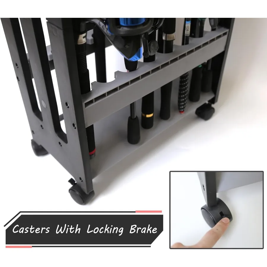 Soporte para caña de pescar para almacenamiento en garaje: estante vertical diseñado para organizar hasta 16 combos de caña y carrete Durable FloorStanding De