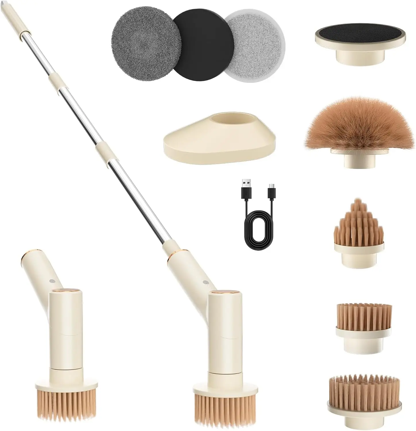 

Spin Scrubber, IPX5 Waterproof Bathroom Scrubber with 2 Speeds, Cordless Cleaning Brush with 7 Brush Heads, Adjustable