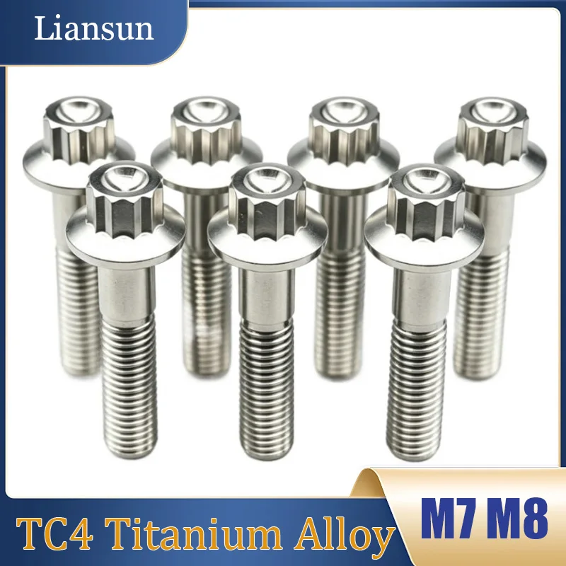 Titanium Alloy Bolts M7 M8 Flange 12-Angle Car Wheel Hub Split Rim Screws Suitable for BBS Split Wheel Hub Titanium Fasteners