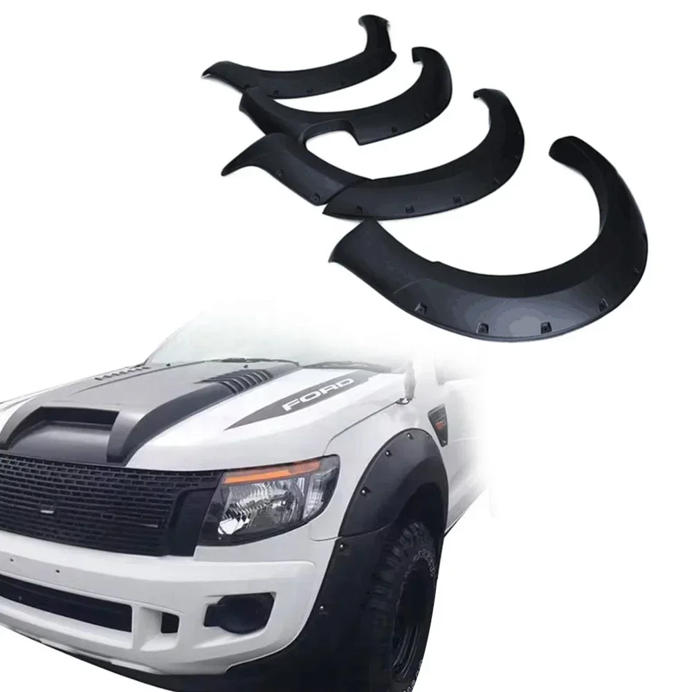

ABS Splash Guard Car Bolt On Fender Flare wheel arch for Ford Ranger 2012 2013 2014 T6 Smooth Matte Black