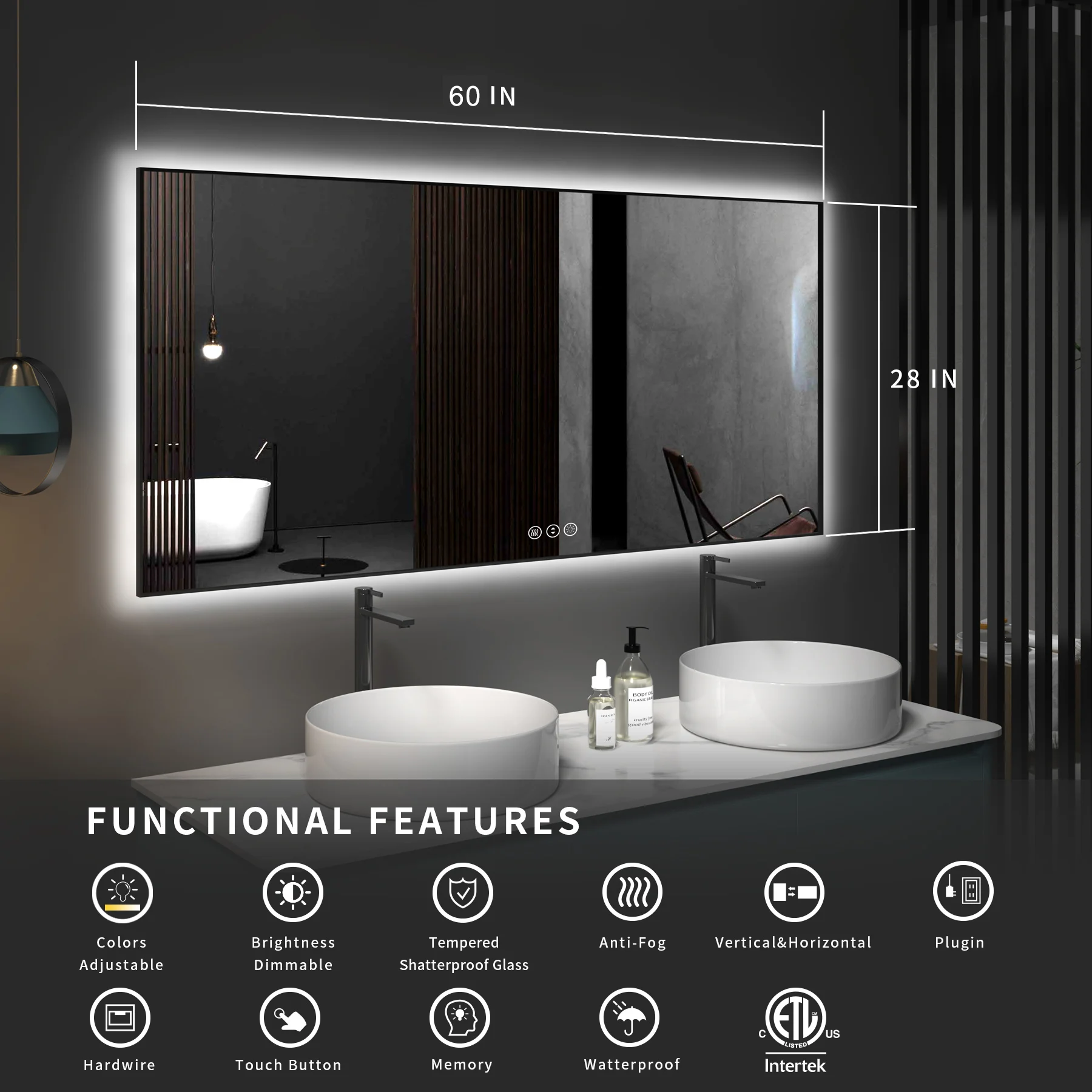 Cermin Kamar Mandi LED Persegi - Bathroom Mirror Led ulasan dan harga