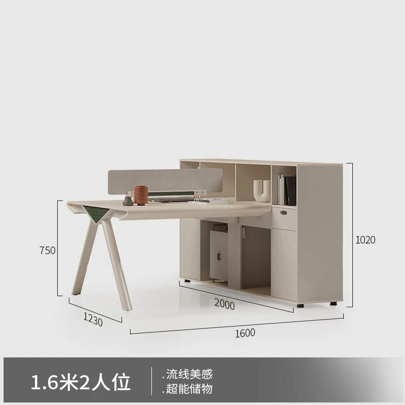 2 Person Office Desk T Shaped Workstation with Privacy Screen Double Employee Computer Table Face to Face Staff Cubicle for