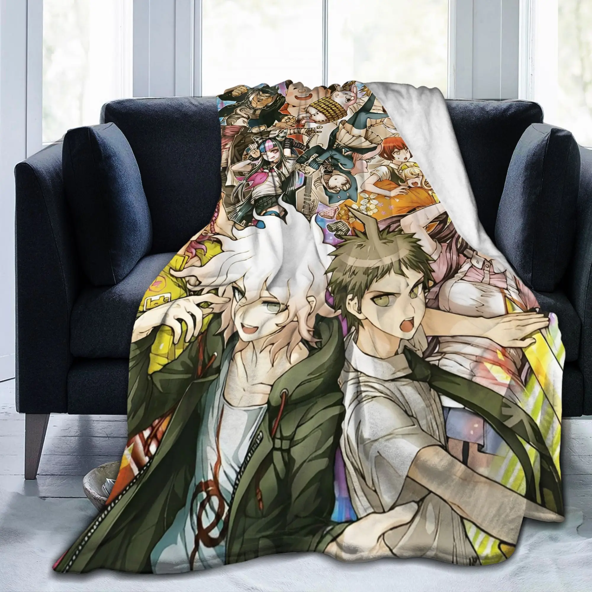 Danganronpa Game Anime Blankets Monokuma Nagito Flannel Novelty Warm Throw Blankets for Bedspread All Season Couch