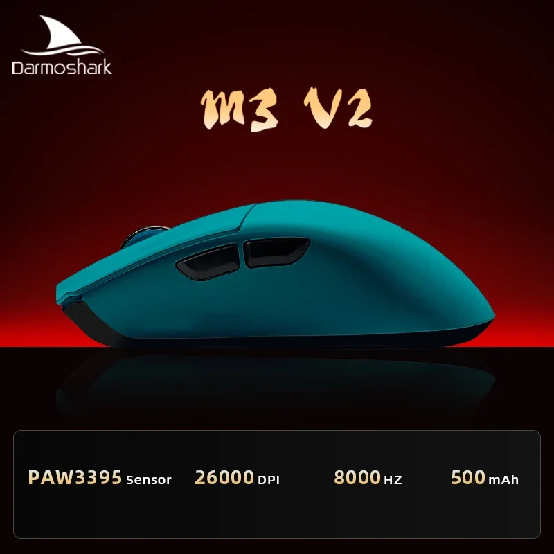

Darmoshark M3V2 Dual 8K Беспроводная проводная игровая мышь 8 клавиш PAW3395 26000 точек на дюйм Макро-дефинированная мышь для киберспорта для компьютера, ноутбука, ПК