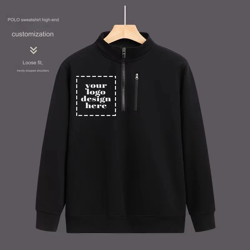 

ЛОГОТИП по индивидуальному заказу, новая мужская толстовка на молнии, мужская повседневная спортивная рубашка с карманом и длинным рукавом на молнии LS-GT2519