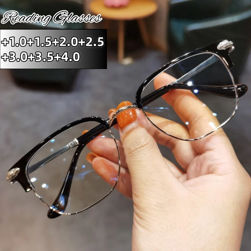 

High-end Fashionable and Comfortable Presbyopia Glasses Handsome Business Protect Eyes Anti Blue Light Eyeglasses +1.0 To +4.0