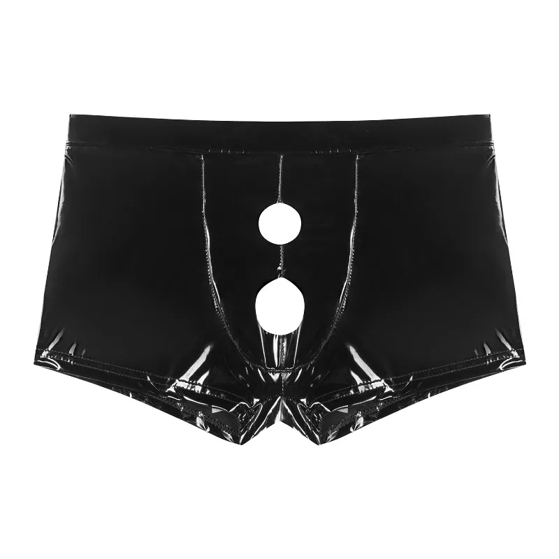 

Men's PVC Leather Boxer Briefs Open Bulge Pouch Sexy Gay Underwear Comfortable Hombre Lingerie Man Boxers Panties New
