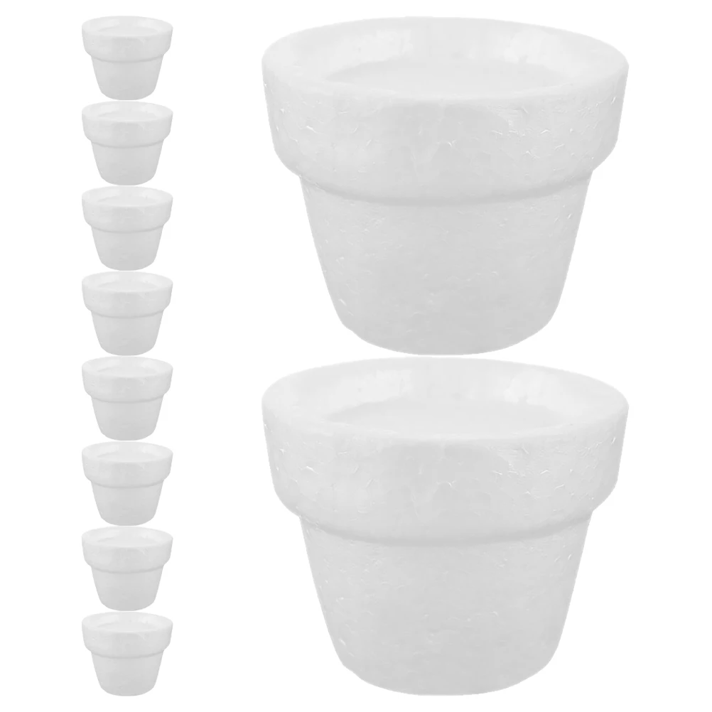 

10 pcs Foam Flower Pot White Embossing Inserts for Arrangement Lightweight DIY Craft Supplies Floral Accessories