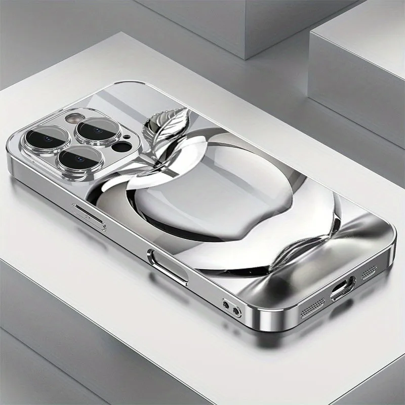 Przezroczyste etui na telefon z kryształkami, wzór Apple, szkło galwanizowane, do iPhone 17 16 15 14 13 12 Pro Max Plus 16E 17 Air Cover