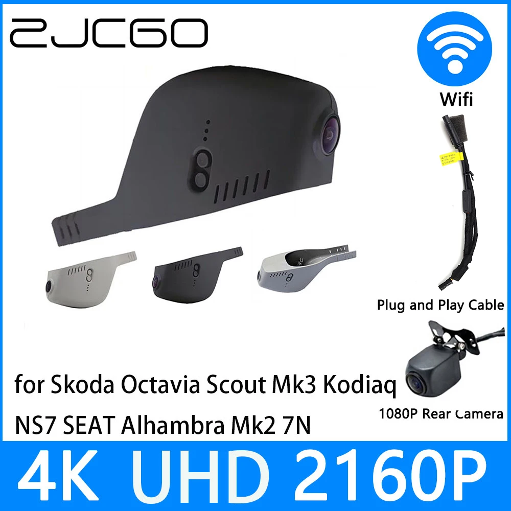 

ZJCGO Dash Cam 4K UHD 2160P Car Video Recorder DVR Night Vision for Skoda Octavia Scout Mk3 Kodiaq NS7 SEAT Alhambra Mk2 7N