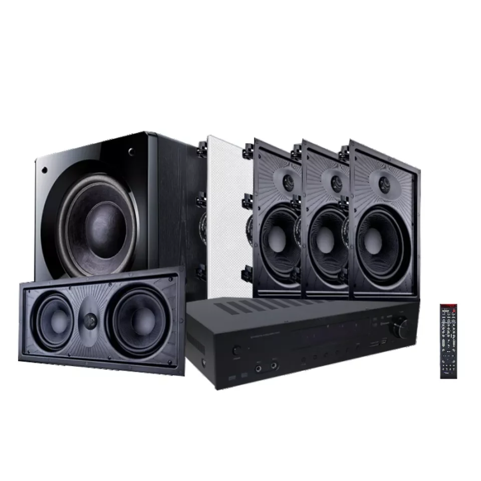 Stereo Sound 5.1 Home Theater System with Hi-Fi Sound Amplifier/ Subwoofer/ in Wall Speaker