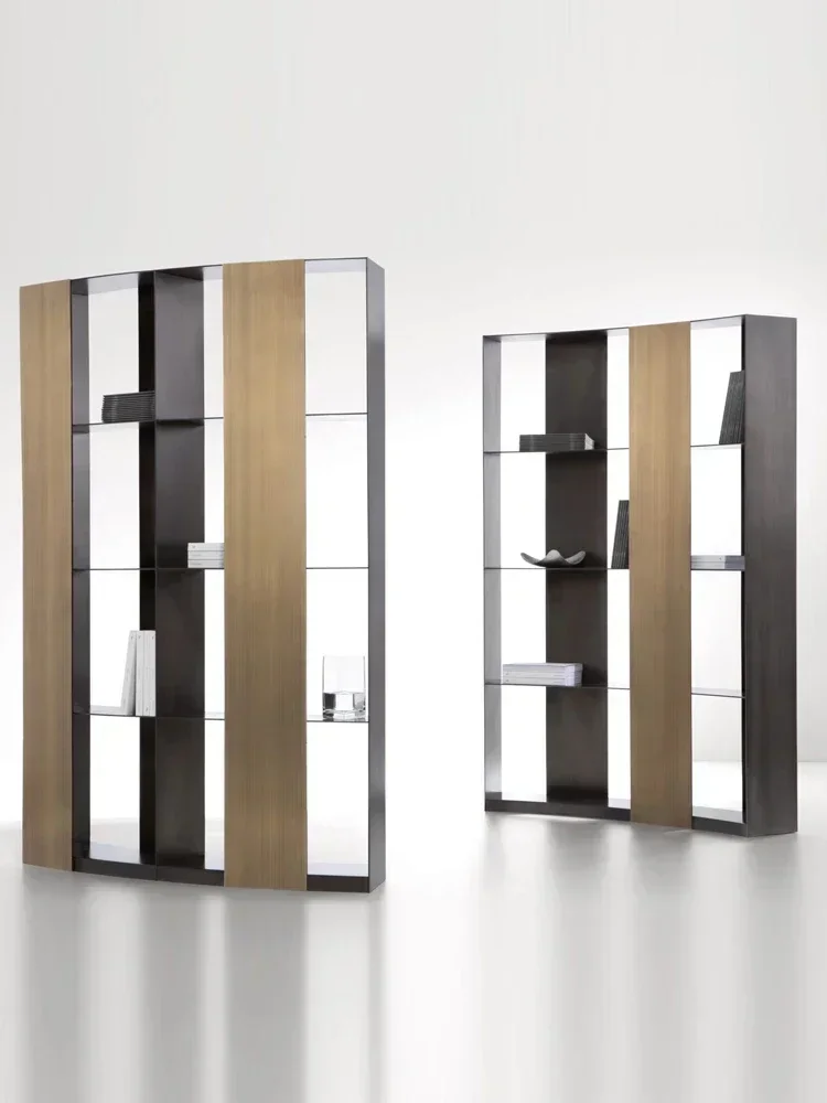 Stainless steel bookcase storage study high-end designer bookcase floor-to-floor display stand