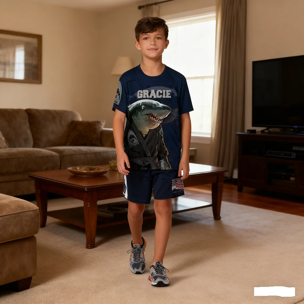 

Brazilian Jiu-Jitsu BJJ Bully Shark Print Quick Dry Tshirt Street Hip Hop Sports Top Unisex Men Women Training Tee