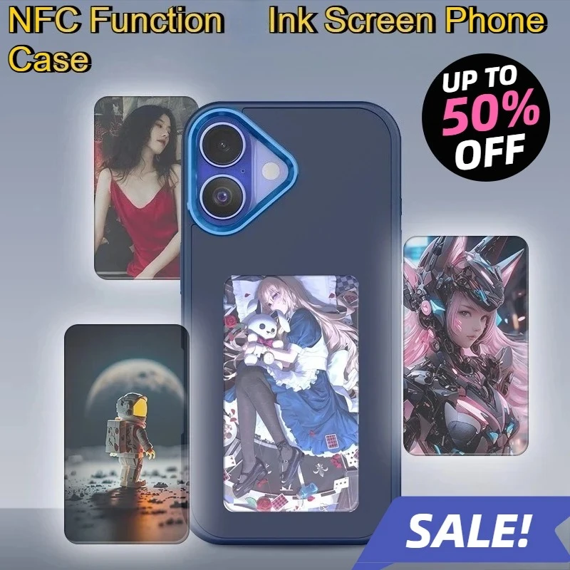 

Для Iphone 16, 15, 14, 13 Pro Max, чехлы «сделай сам», мультяшная девушка, аниме, защитная крышка без батареи, функция NFC, чехол для телефона с экраном E-Ink