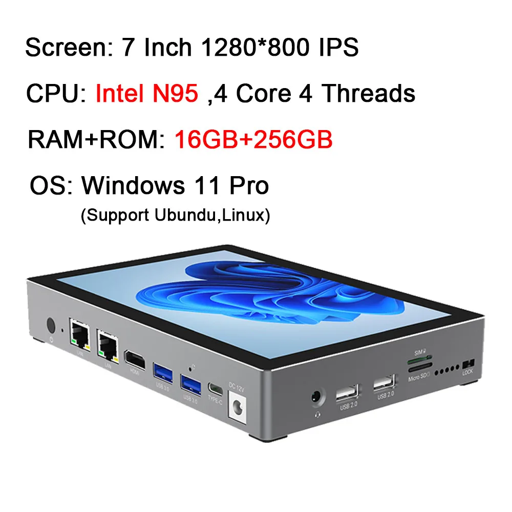 Higole F9B Pro 7'' Mini PC Intel N95 Windows 11 WiFi5 16GB 512GB