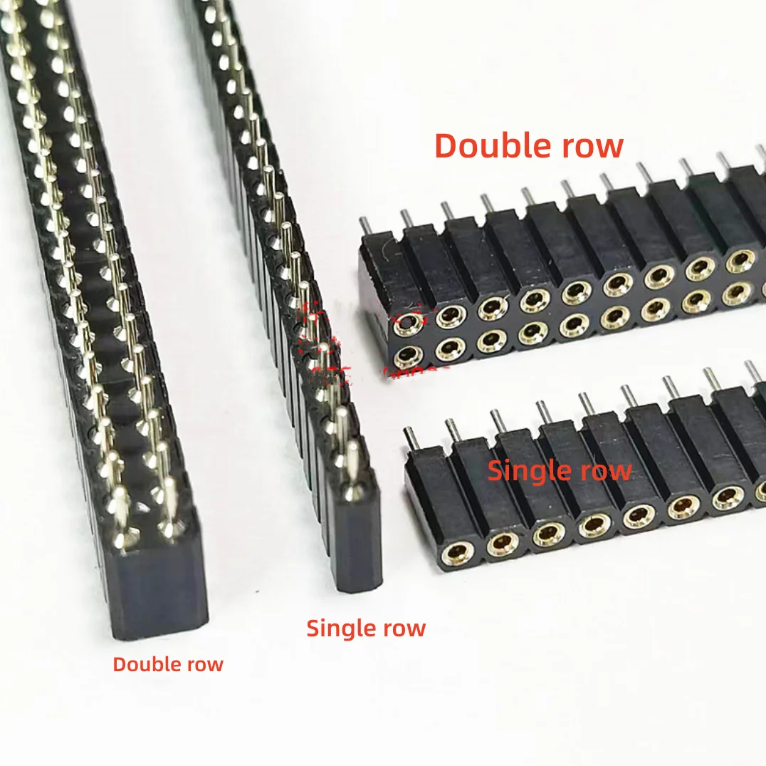 5pcs 2.54mm Pitch 40 Pin Female Single Row Straight Round Pin Header Strip Connector