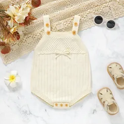 Newborn Bodysuits Cotton Sleeveless One Piece Knit Infant Kids Boy Girl Strap Onesie Outfits Spring Autumn Toddler Clothes 0-18m