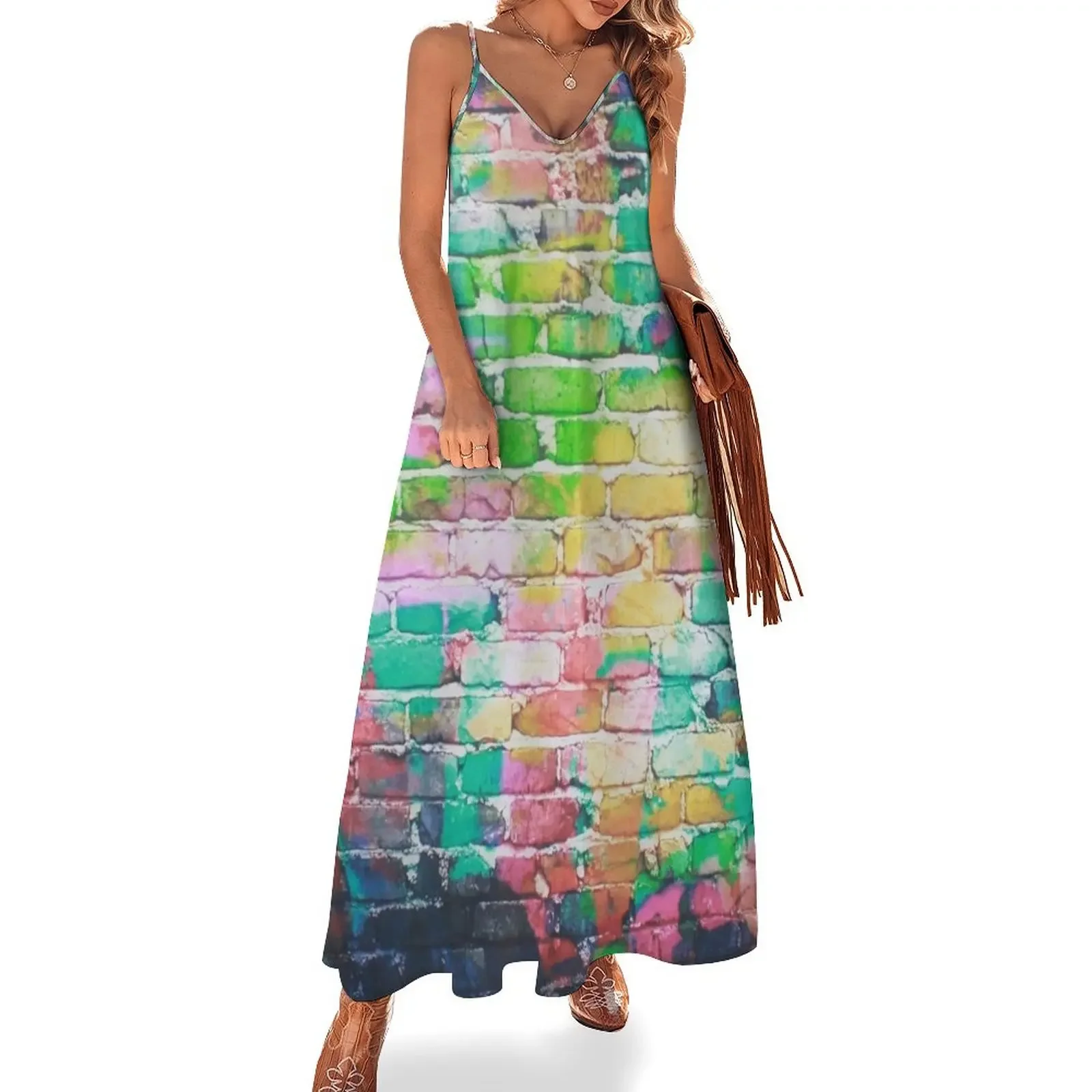 

colorful brick wall Sleeveless Dress summer dresses ladies 2025 prom dress 2025 Dress vintage dresses with long sleeves