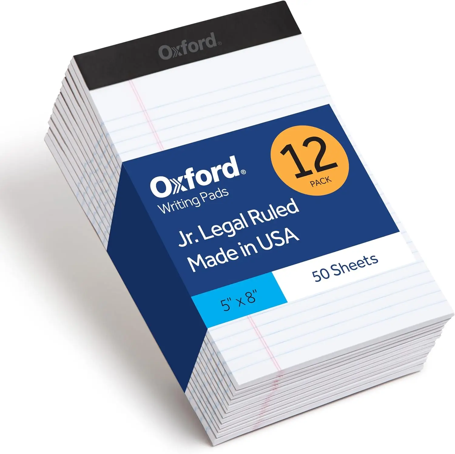 

Блокноты Oxford Legal Pads, 12 штук, 50 листов, 5x8 дюймов, ярко-белая бумага с прочной основой, портативные блокноты, сделано в США