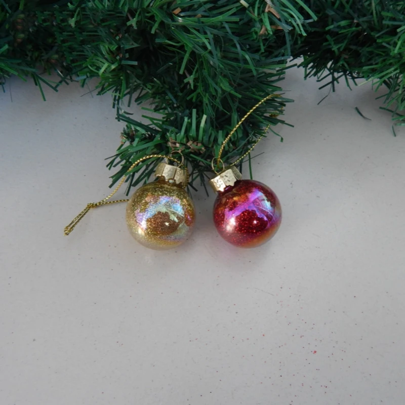 12pcs/pack Diameter=3cm Mini Size Pearl Lustre Red Glass Globe Home Decoration Handmade Christmas Tree Pendant Gold Ball