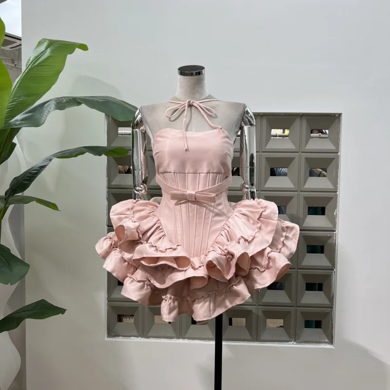 

3D девчачье пышное платье на бретельках с талией «рыбья кость» для праздничного платья с подходящими шортами-гарбуза