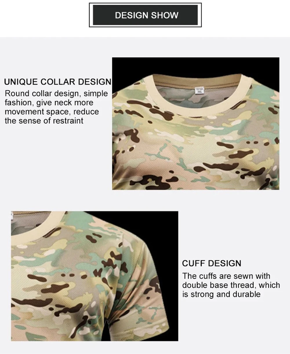 Outdoor-Sport Herren T-Shirts 3D Camouflage Schnelltrocknend O-Ausschnitt Kurzarm Oberteile Shirt Camo Wandern Jagd T-Shirt 2026 Mode – Detail 6