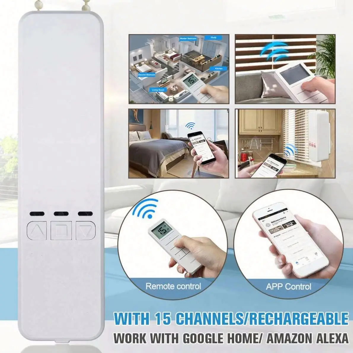 

Уникальное приложение Smart Life TUYA WIFI Внутренние оконные жалюзи Электрический пульт дистанционного управления Автоматические 100% затемняющие моторизованные жалюзи для