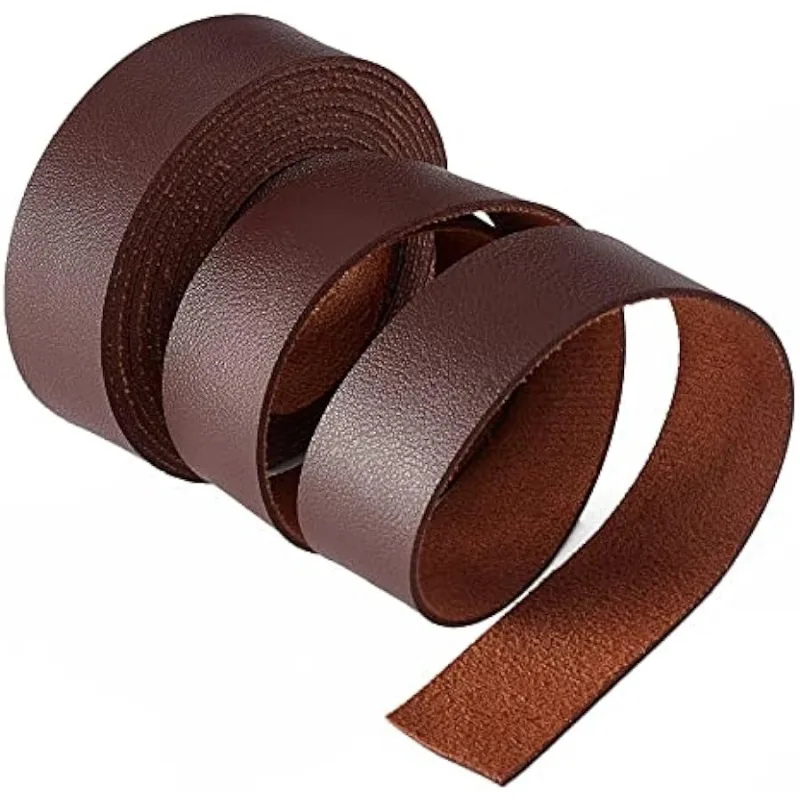 6.6FT 1 Inch Wide Double Sided Smooth Leather Strip Single Side Leather Strip for DIY Craft Projects