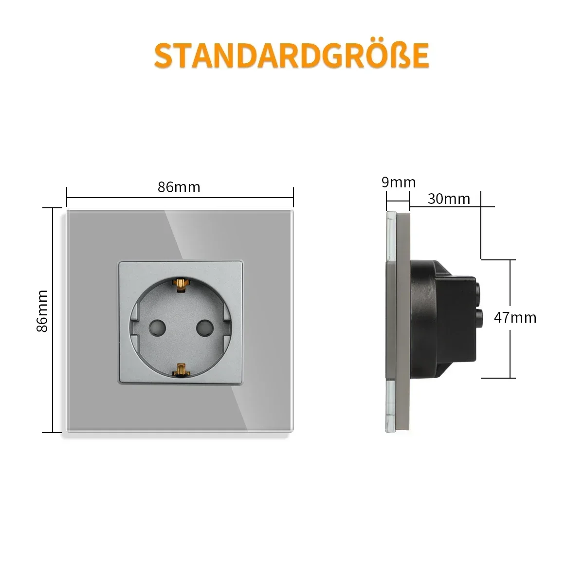Bingoelec Grey Glass Switches Light Switch and Wall Socket with Crystal Glass Panel Home Improvement