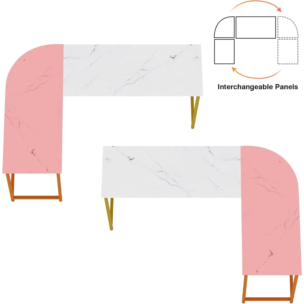 Bureau d'angle en forme de L avec support pour moniteur, poste de travail moderne pour PC de bureau à domicile pour l'étude et l'écriture