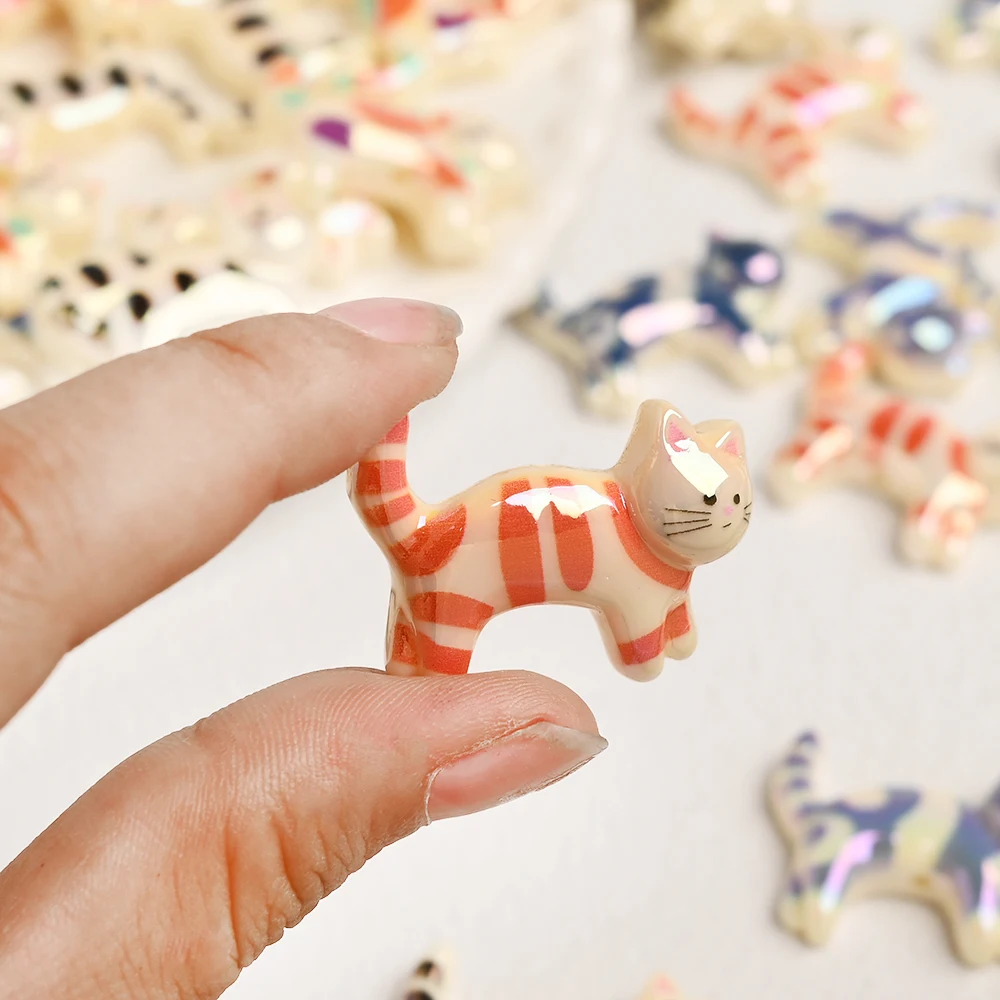 10 قطعة الخرز المسطح الراتنج القط على شكل التسنين التركيز حبة BPA الحرة فضفاض حبة لصنع المجوهرات عقد دي اي واي مصاصة سلسلة #6