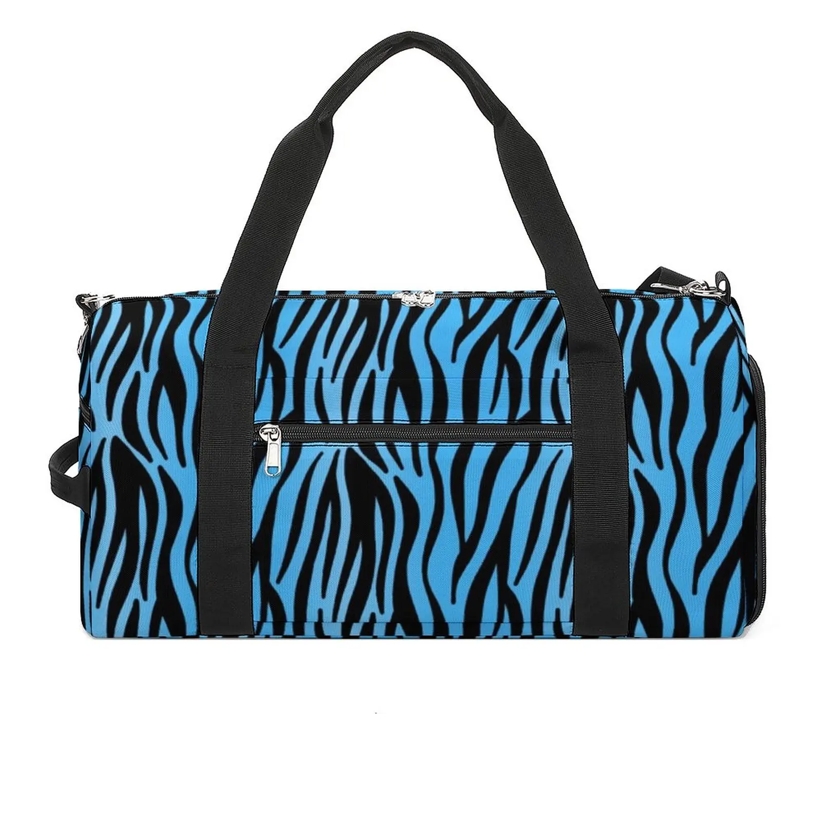 Blue Tiger Print Sports Bags Black Stripes Swimming Gym Bag Large Capacity Novelty Handbags Men's Printed Waterproof Fitness Bag