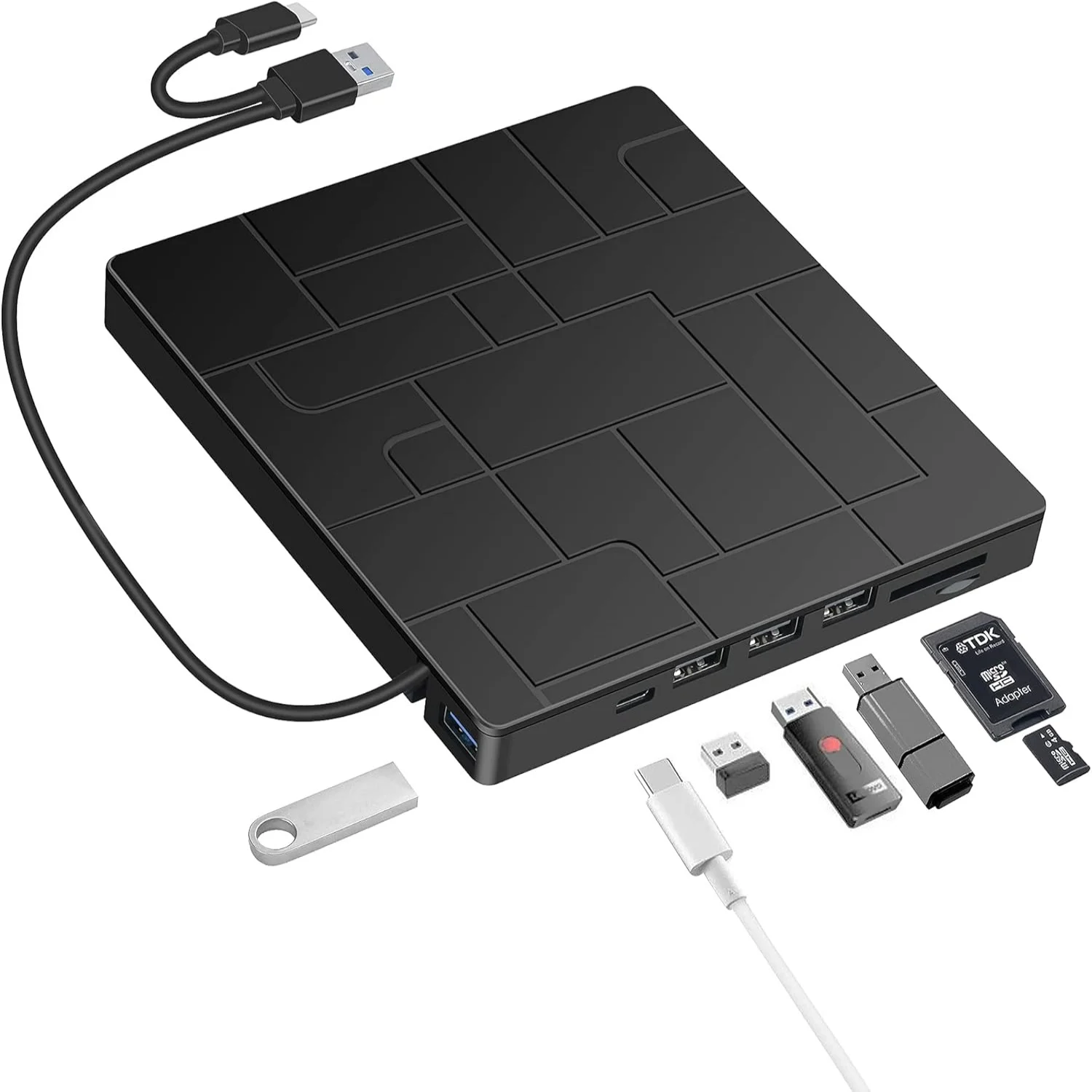 

External CD/DVD Drive,7-IN-1 USB 3.0 Slim Portable DVD Player, CD ROM Burner, External Disk Drive Optical for PC Laptop Desktop