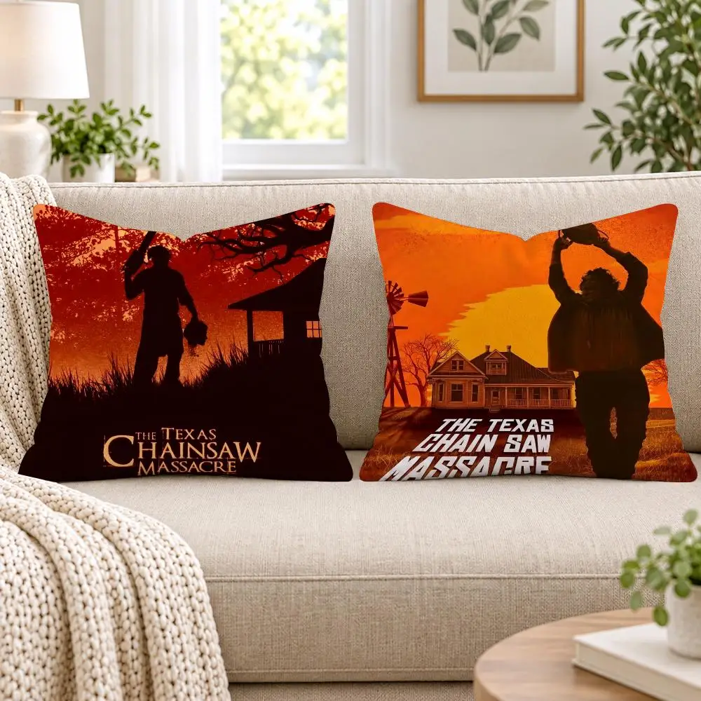 The Texas Chain S-Saw Massacre Cushion Cover Short Plush Double-Sided Printing Sofa Bedroom Pillow Case Aesthetic Home Decor