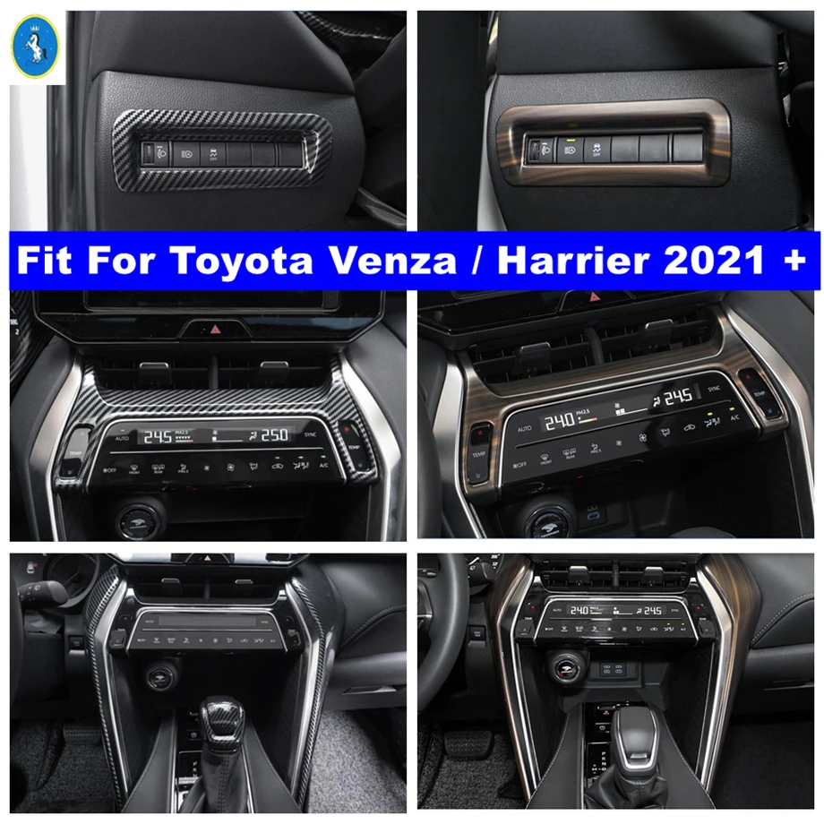 

Carbon Fiber / Wood Grain Car Center Air AC Control Strip Lights Control Panel Cover Trim For Toyota Venza Harrier 2021 - 2024