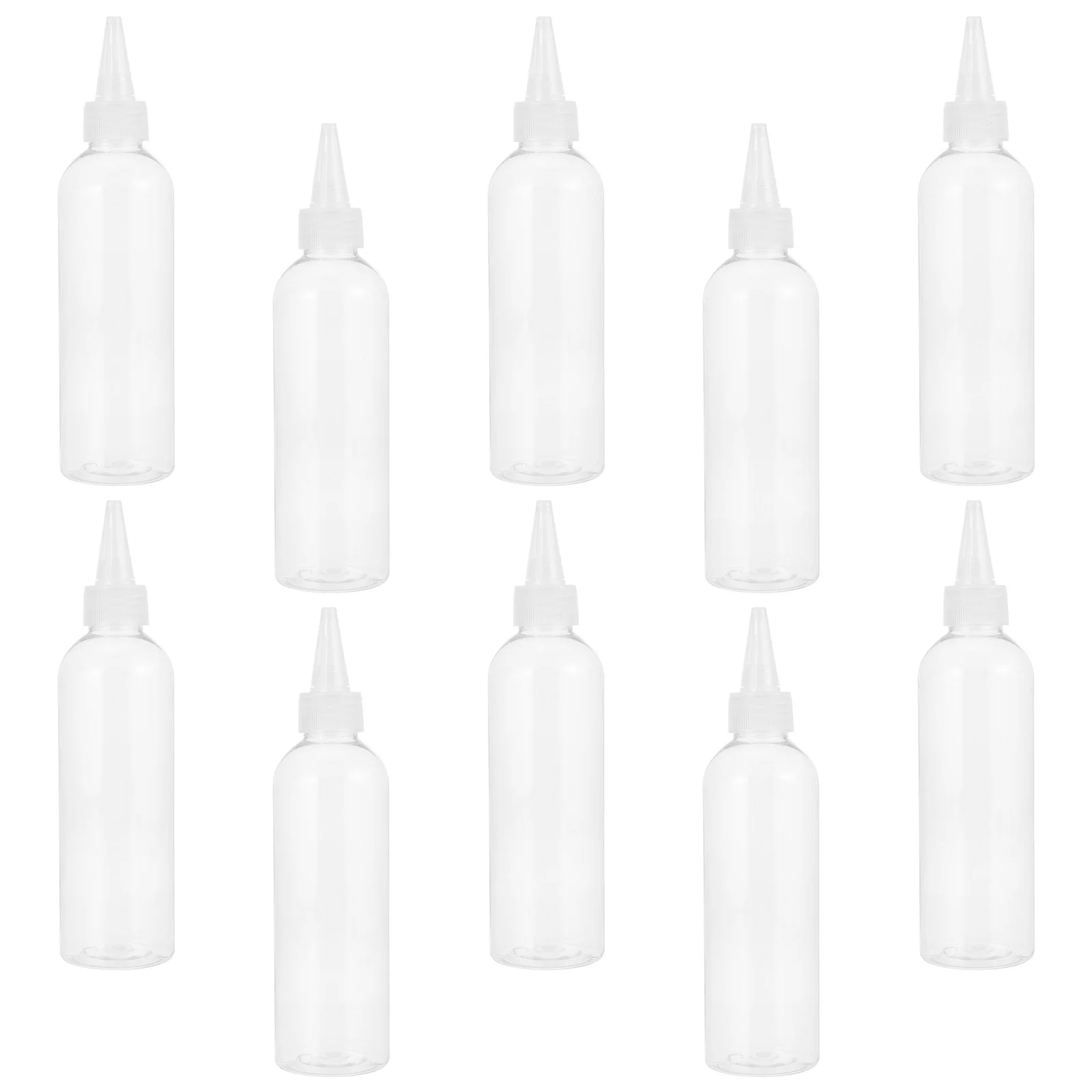 10pcs Plastic Bottles 200Ml Pointed Tip Squeeze Bottle For Hair Dye Lotion Cosmetics Applicator Refillable Portable Dispenser